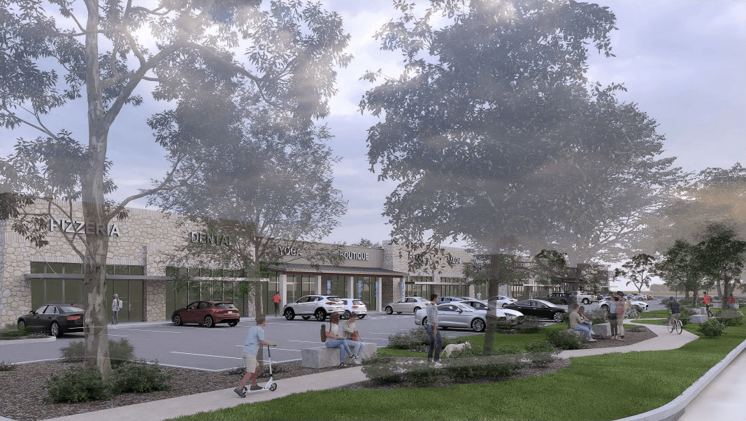 Rendering of the Elkhorn Point retail center from Dietz Elkhorn Road, Fair Oaks Ranch, Texas